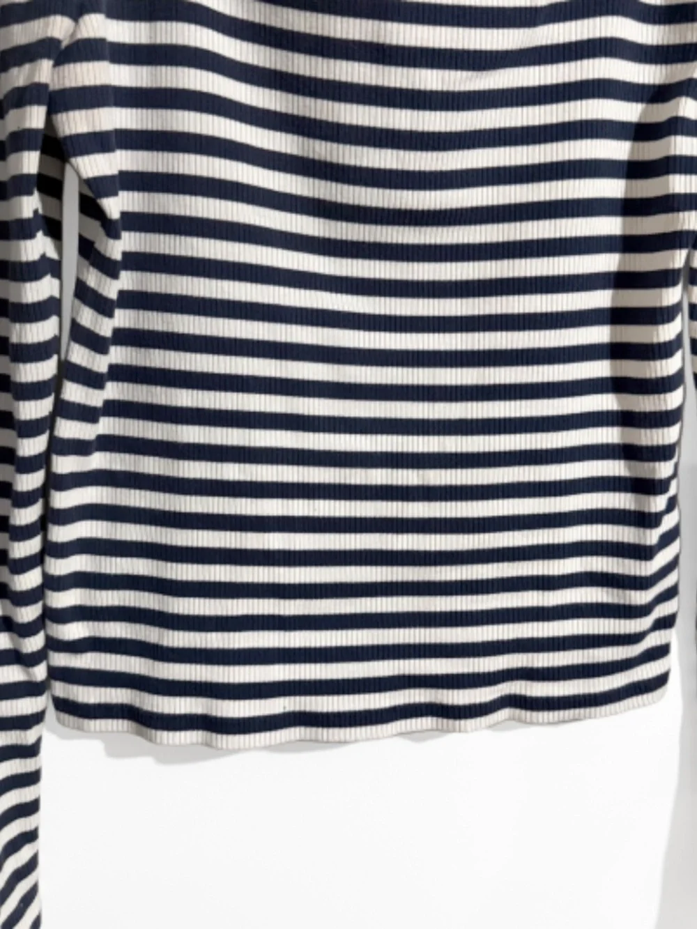 J. Crew Navy and White Stripe Ribbed Stretch Square Neck Top Size Extra Large